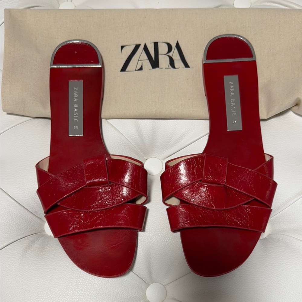 Zara Red Sandals with Knotted Strap